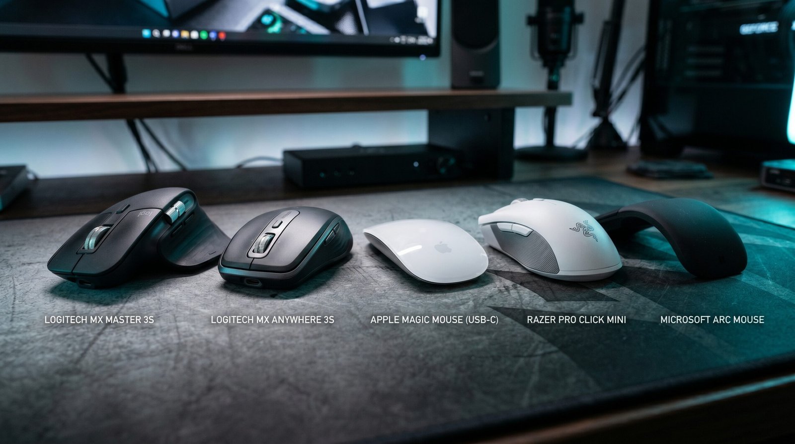 best wireless mouse for laptop on clean desk setup