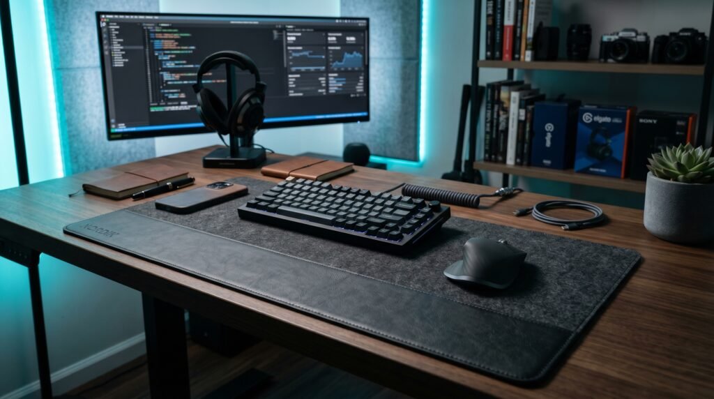 best desk mat for home office on clean minimal desk setup