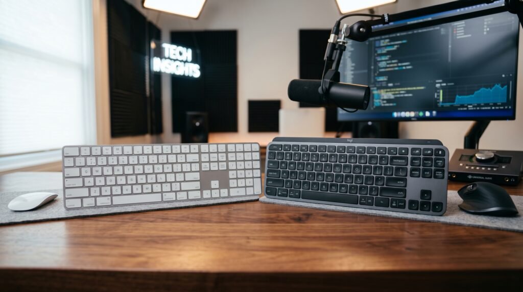 Logitech MX Keys vs Apple Magic Keyboard side by side comparison