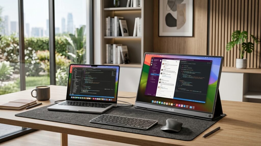 Best Portable Monitor for Laptop in 2026 USB-C travel desk setup