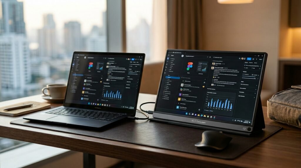 Best Portable Monitor for Laptop in 2026 USB-C travel desk setup