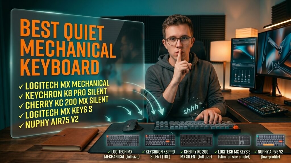 Best Quiet Mechanical Keyboard for Office in 2026 silent switches desk