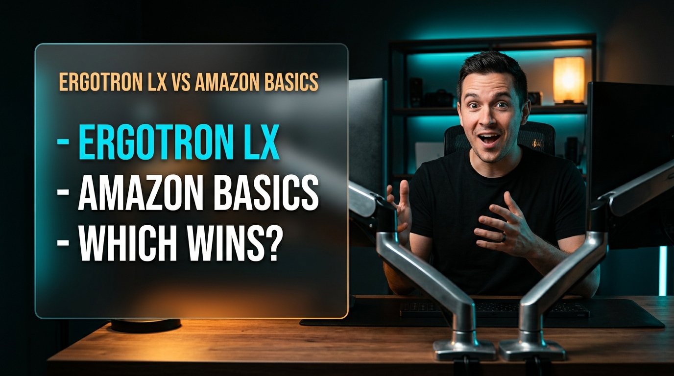 Ergotron LX vs Amazon Basics monitor arm on desk