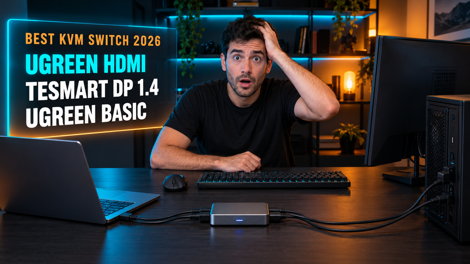 Best KVM switch for laptop and desktop on dark desk